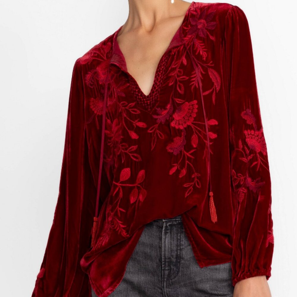 Johnny Was Junie Velvet Relaxed Blouse Size Medium NWT